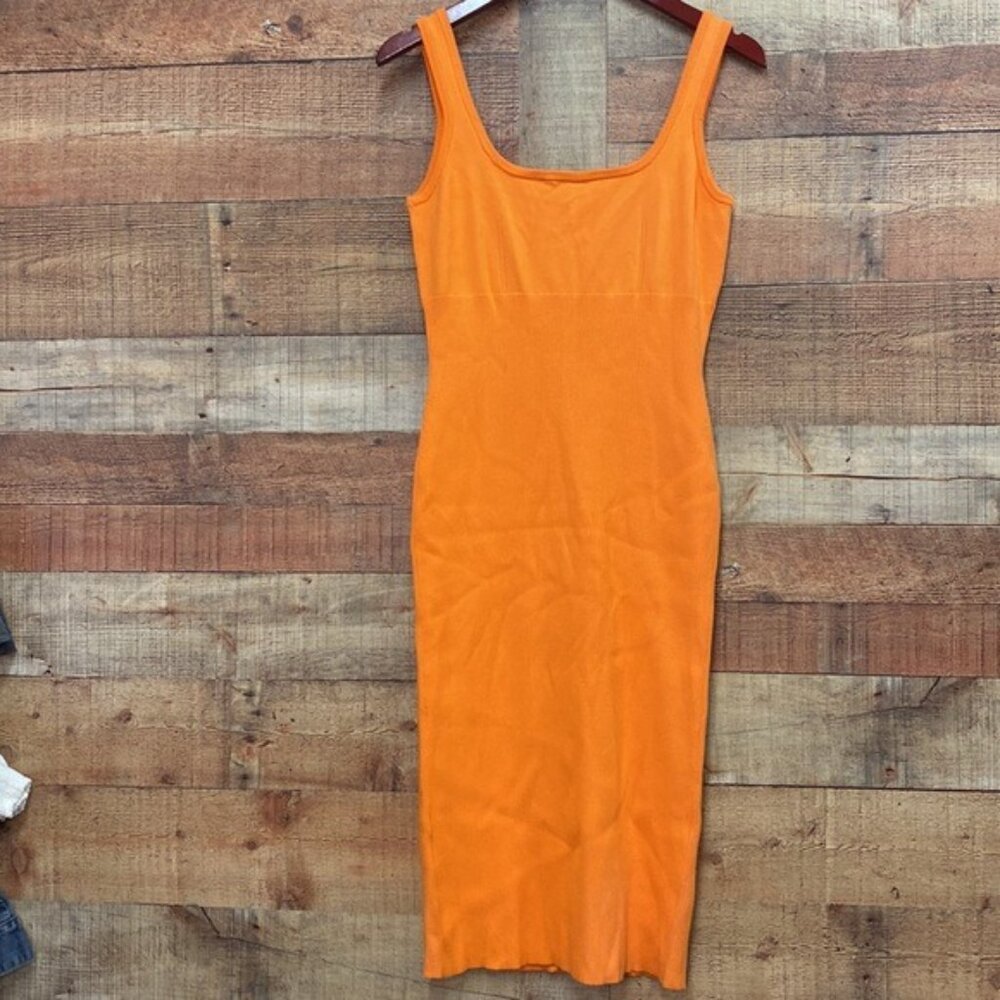 GUESS Snap Front Lana Sweater Dress, Sunset Orange, Large NWT - Picture 6 of 9